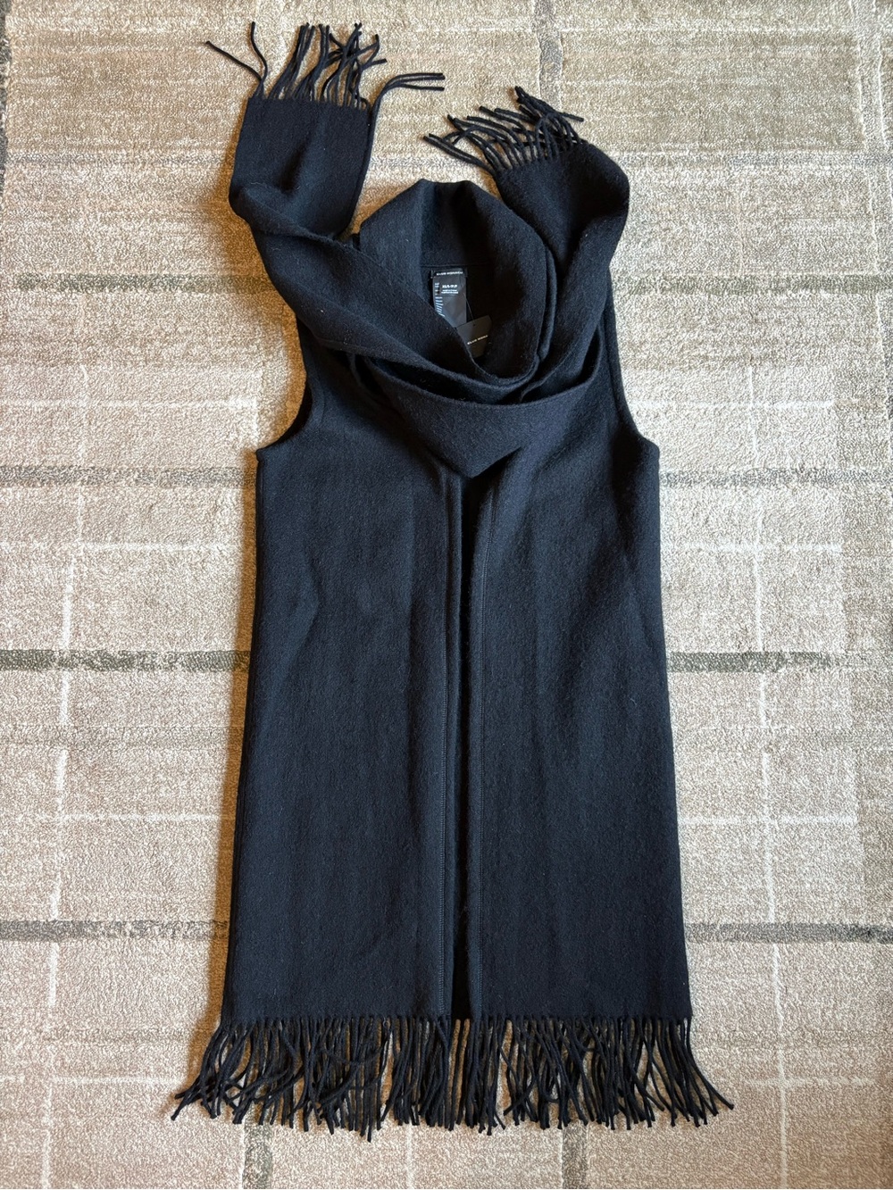 Club Monaco Isadora Wool Vest Black NWT integrated cowl neck scarf panel